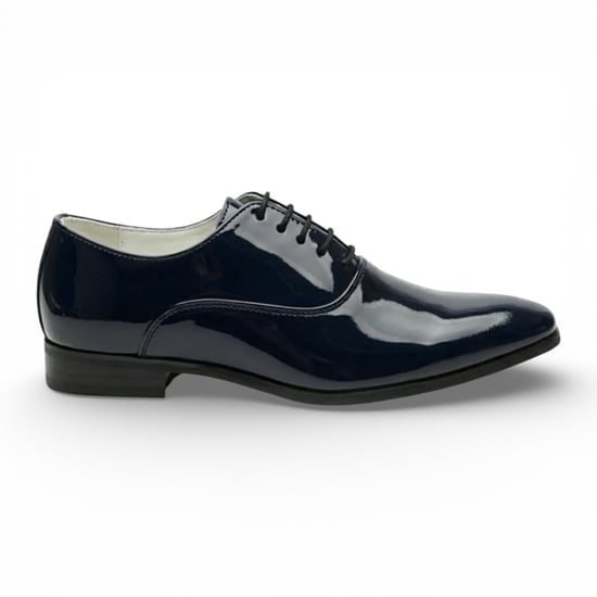 Formele herenschoenen in marineblauw lakleer (PU) Oxford-model. - Image 1
