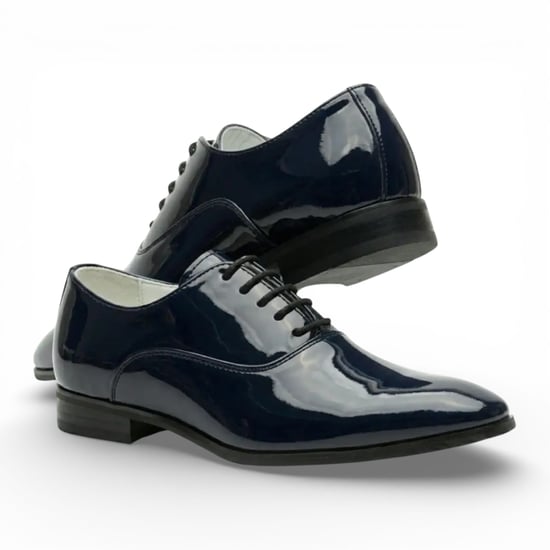 Formele herenschoenen in marineblauw lakleer (PU) Oxford-model. - Image 2