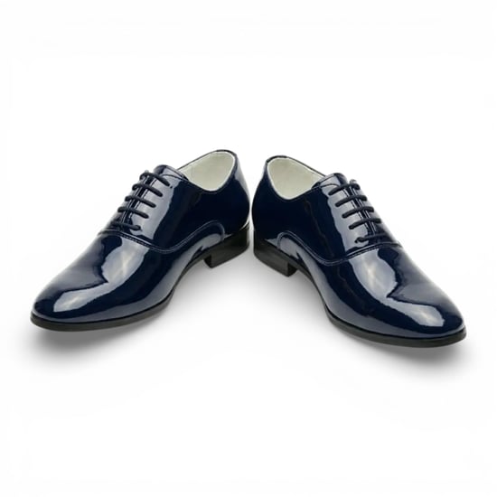 Formele herenschoenen in marineblauw lakleer (PU) Oxford-model. - Image 4