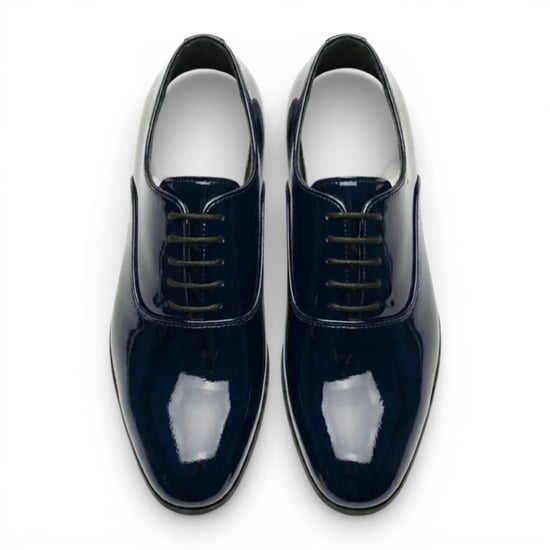Formele herenschoenen in marineblauw lakleer (PU) Oxford-model. - Image 5