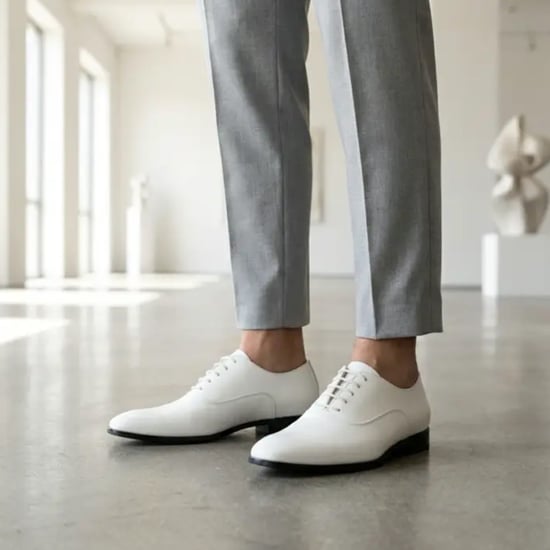 Formele witte Oxford brogue schoenen van PU-lakleer voor heren - Image 3