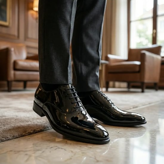 Formele zwarte lakleren Oxford brogue schoenen voor heren - Image 2