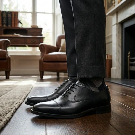 Zwarte heren Oxford brogue schoenen van lakleer met neuskap. - Image 2