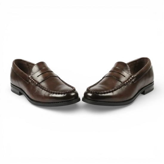 Herenschoenen van bruin PU-leer, formele penny loafers, casual schoenen - Image 4