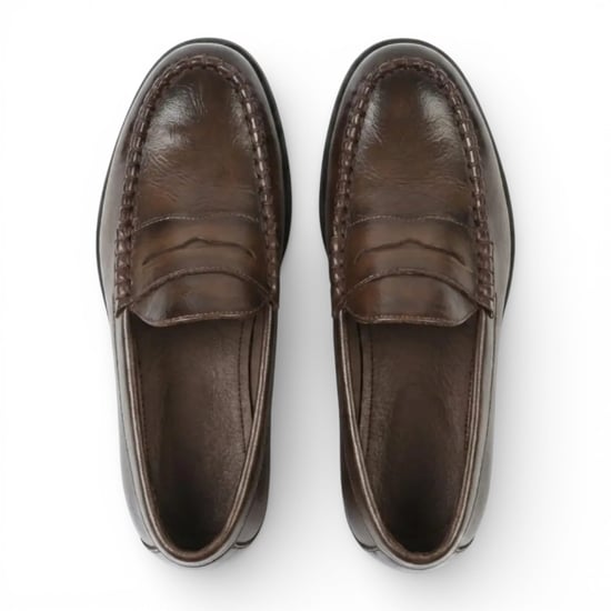 Herenschoenen van bruin PU-leer, formele penny loafers, casual schoenen - Image 5