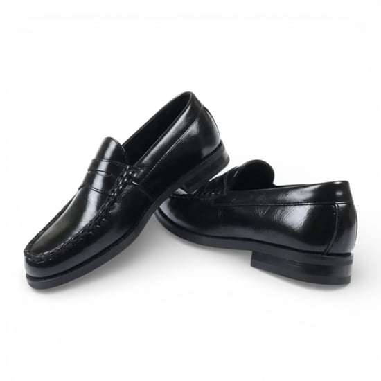 Heren zwarte penny loafers van PU-leer, formele schoenen voor formele gelegenheden. - Image 2
