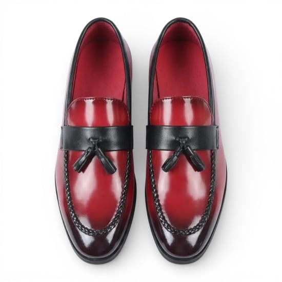 Herenschoenen met rode kwastjes, hoogglans lakleer, formele look - Image 4