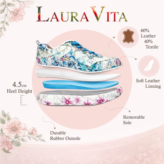 Laura Vita Sofiao 07 dames sneakers met blauw-roze bloemenprint, leren platformzool. - Image 2