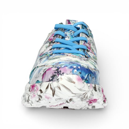 Laura Vita Sofiao 07 dames sneakers met blauw-roze bloemenprint, leren platformzool. - Image 4