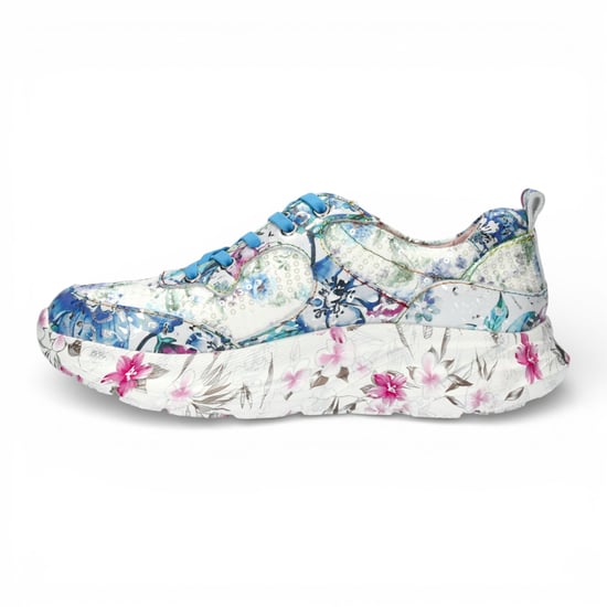 Laura Vita Sofiao 07 dames sneakers met blauw-roze bloemenprint, leren platformzool. - Image 5
