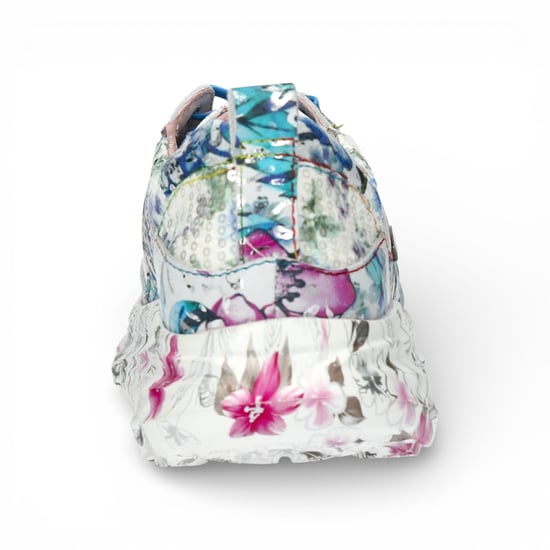 Laura Vita Sofiao 07 dames sneakers met blauw-roze bloemenprint, leren platformzool. - Image 6