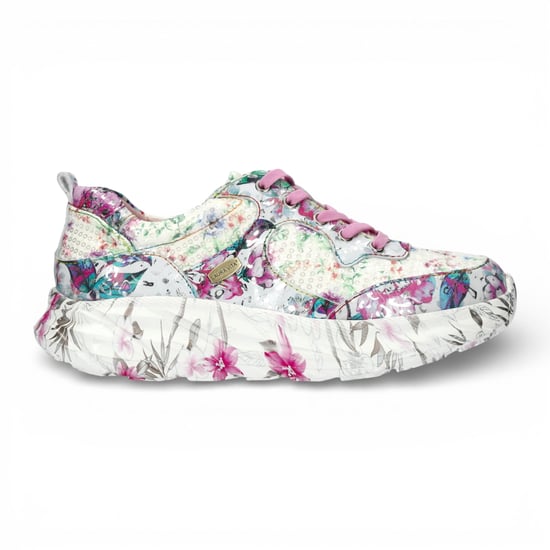 Laura Vita Sofiao 07 dames sneakers met roze bloemenprint en platformzool, gemaakt van leer. - Image 1