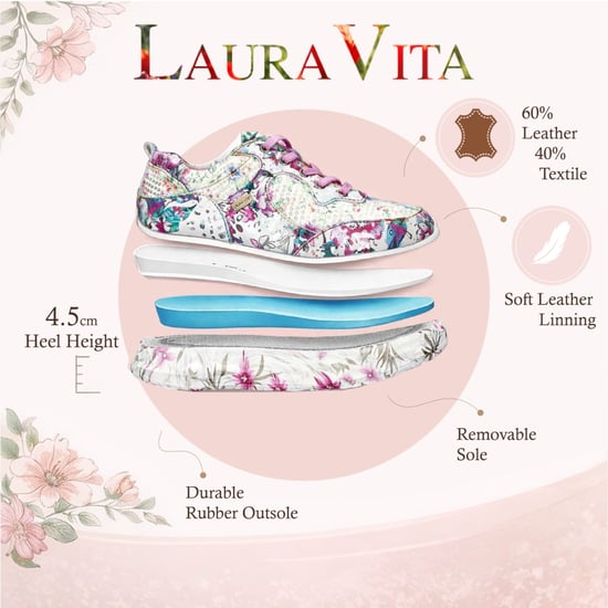 Laura Vita Sofiao 07 dames sneakers met roze bloemenprint en platformzool, gemaakt van leer. - Image 2
