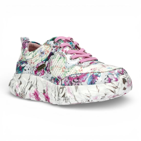 Laura Vita Sofiao 07 dames sneakers met roze bloemenprint en platformzool, gemaakt van leer. - Image 3