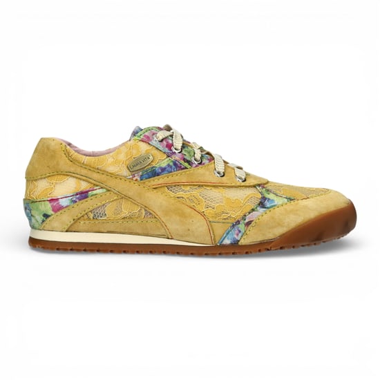 Laura Vita Tivanao-05 dames sneakers van geel leer met bloemenprint - Image 1