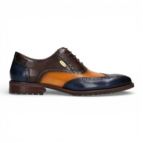 Lorenzo Conti Heren Brogue Oxford Schoenen van Blauw Bruin Leer - Antonin 01 - Image 1