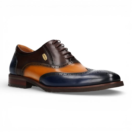 Lorenzo Conti Heren Brogue Oxford Schoenen van Blauw Bruin Leer - Antonin 01 - Image 3