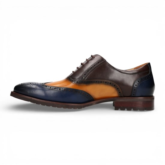 Lorenzo Conti Heren Brogue Oxford Schoenen van Blauw Bruin Leer - Antonin 01 - Image 5