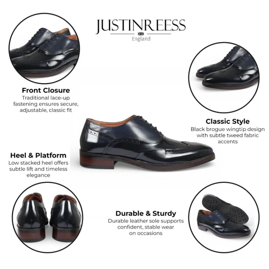Justin Reess herenbrogues van zwart lakleer - Harry - Image 2