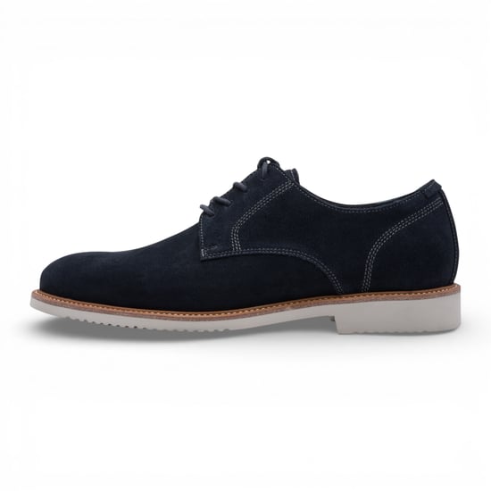 Tamaris herenschoenen van marineblauw suède leer met gladde neus, elegante derbyschoenen - Image 3