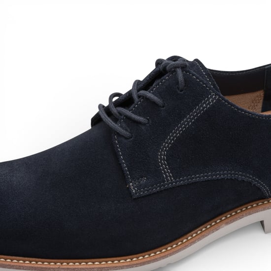 Tamaris herenschoenen van marineblauw suède leer met gladde neus, elegante derbyschoenen - Image 6