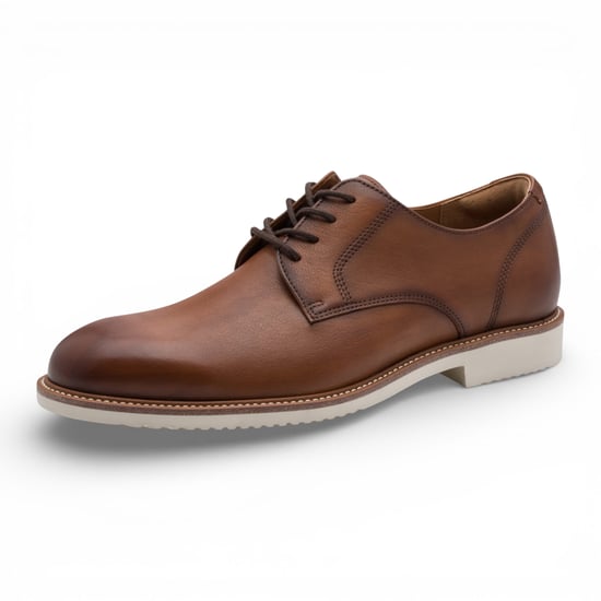 Tamaris herenschoenen van cognacbruin leer met gladde neus, elegante derbyschoenen - Image 4