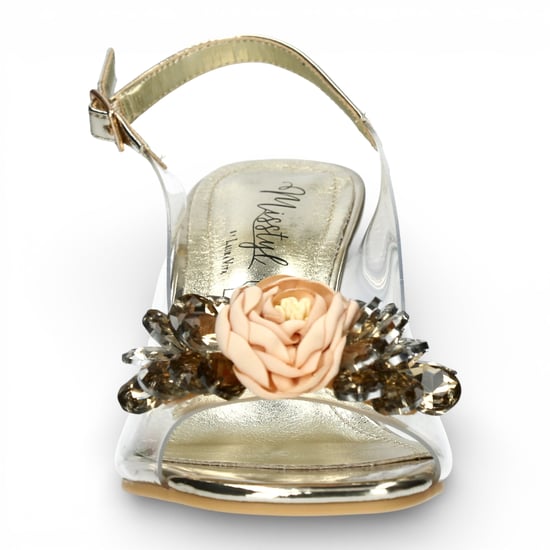 Laura Vita Mira 05 transparante gouden slip-on Cinderella pumps met taps toelopende hak en enkelbandje voor dames - Image 4