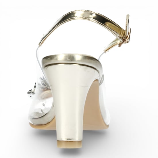 Laura Vita Mira 05 transparante gouden slip-on Cinderella pumps met taps toelopende hak en enkelbandje voor dames - Image 6