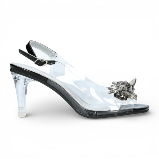 Laura Vita Mira 01 slip-on sandalen met Cinderella-hak voor dames, transparant zwart. - Image 1
