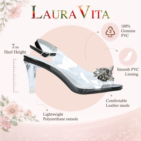 Laura Vita Mira 01 slip-on sandalen met Cinderella-hak voor dames, transparant zwart. - Image 2