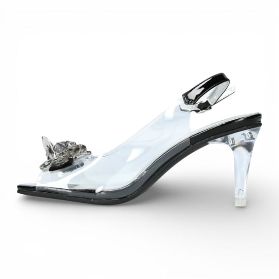 Laura Vita Mira 01 slip-on sandalen met Cinderella-hak voor dames, transparant zwart. - Image 5