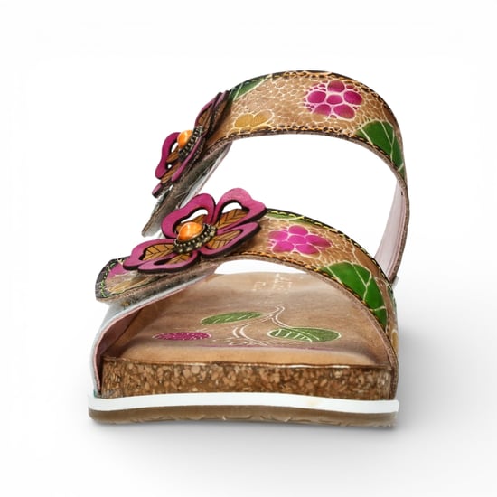 Laura Vita dames Brcyano 32 witte leren sandalen met bloemenprint en bandjes - Image 4