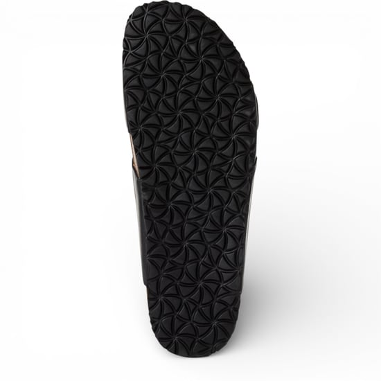 Tamaris herenslippers van zwart leer met instapzool en voetbed. - Image 5