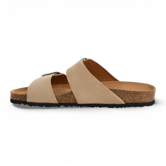 Tamaris herenslippers van zandbeige leer met instapzool. - Image 3