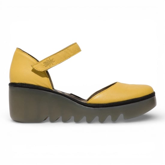 Fly London dames sandalen met sleehak, model BISO305FLY, van suède leer, geel. - Image 1