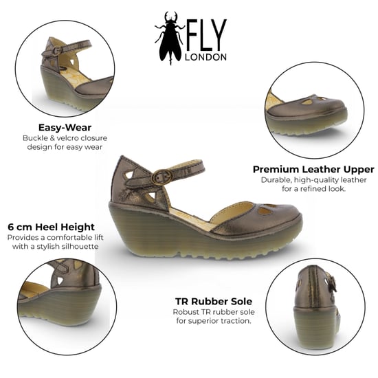 Fly London Yuna damessandalen met sleehak, bronsbruin leer - Image 2