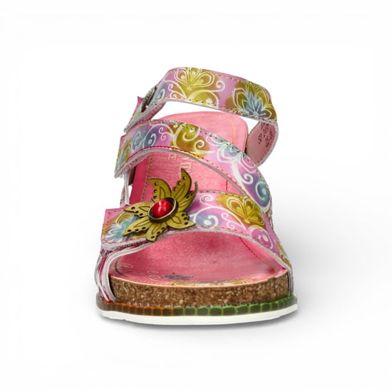 Laura Vita Women's Balade 32 Rose Pink Floral Leather Wedge Espadrille Sandalen - Image 4