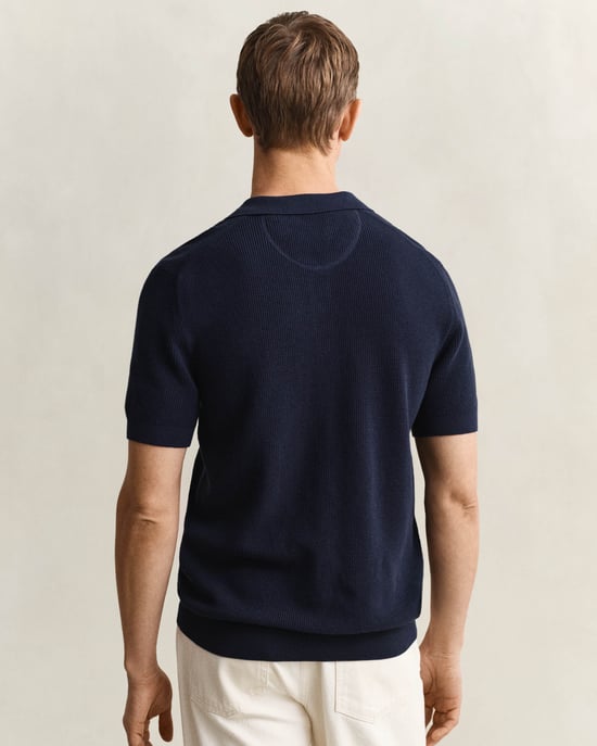Gant poloshirt navy korte mouw rib structuur - Image 2