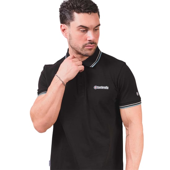 Lambretta Heren Twin Tip Poloshirt (Zwart/Kiezel/Rookblauw) - Image 3