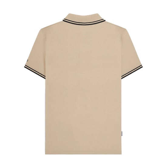 Lambretta Heren SS25 Tweekleurig Gestipt Poloshirt (Steen/Zwart) - Image 2