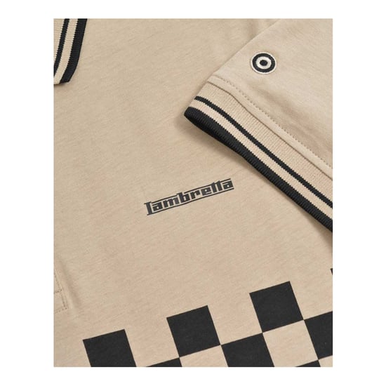 Lambretta Heren SS25 Tweekleurig Gestipt Poloshirt (Steen/Zwart) - Image 3