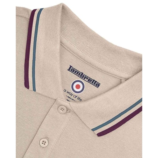 Lambretta Heren Twin Tip Poloshirt (Steen/Maan/Oceaan/Winterbloei) - Image 3