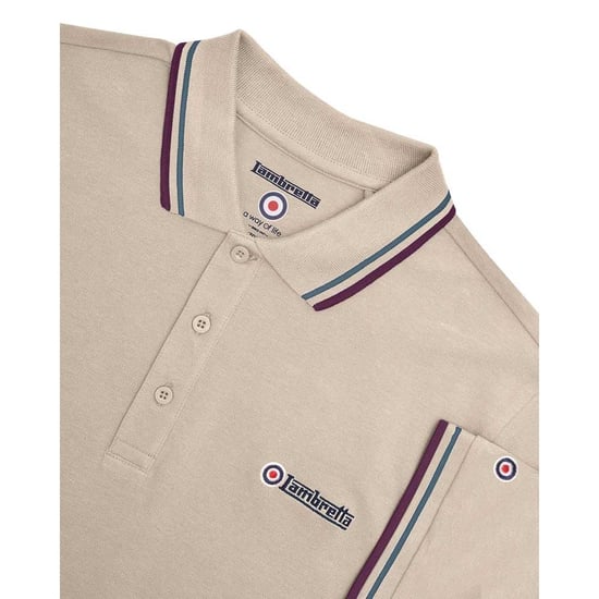 Lambretta Heren Twin Tip Poloshirt (Steen/Maan/Oceaan/Winterbloei) - Image 5