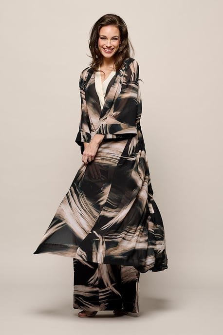 Isla Print Kaftan Zwart / Off White - Image 2