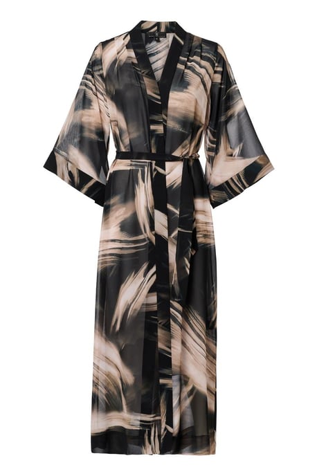 Isla Print Kaftan Zwart / Off White - Image 3