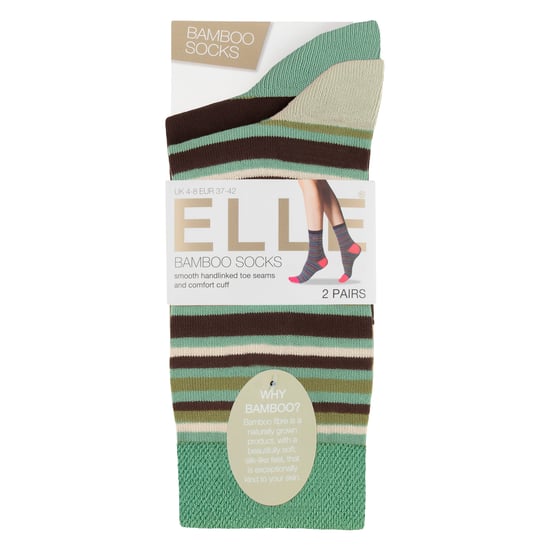 2-Pack Dames Gestreepte en Effen Bamboosokken - Zachte Ademende Comfort voor Elke Dag - Image 2