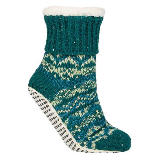 1 Paar Dames Chunky Fair Isle Moccasin Grip Sokken - Warme Winter Slippersokken - Image 1