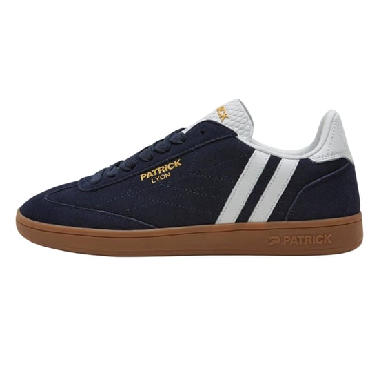 Patrick Mens Lyon Suede Cupsole Trainers (Navy/White/Gum) - Image 1
