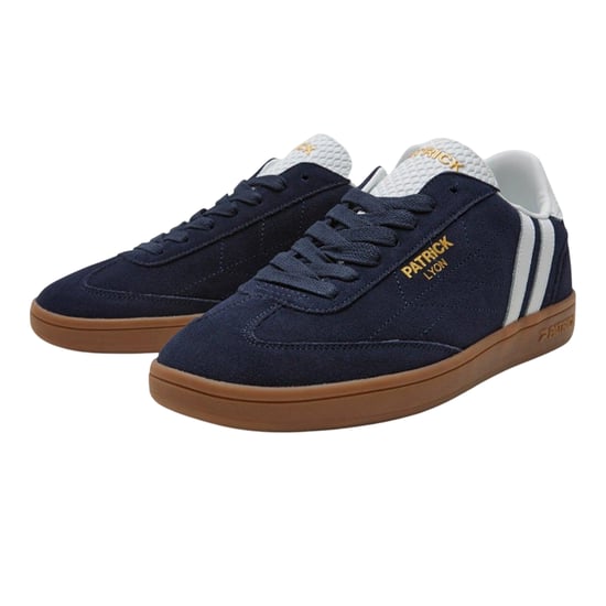 Patrick Mens Lyon Suede Cupsole Trainers (Navy/White/Gum) - Image 3