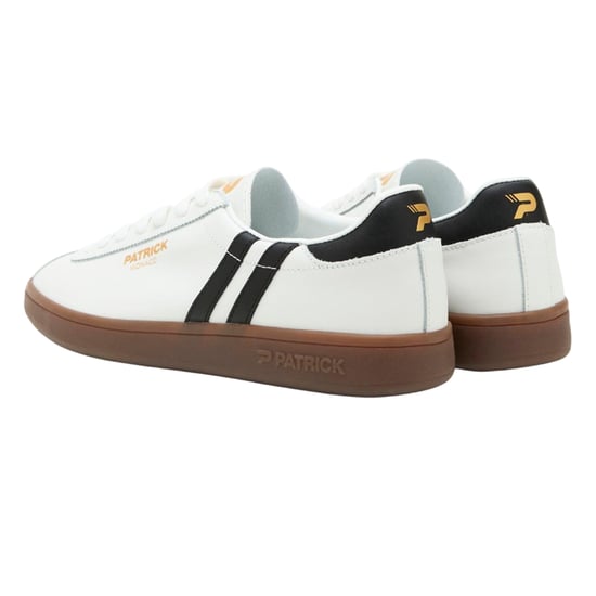 Patrick Mens Monaco Suede Cupsole Trainers (White/Black/Dark Gum) - Image 2